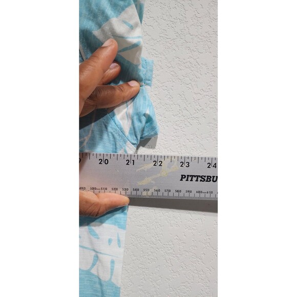 Joe Marlin Hawaiian Button Down Blue & White Short Sleeves Shirt, Size M - Picture 6 of 8